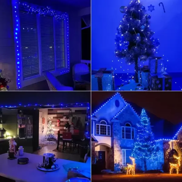 Novogodišnje solarne lampice plave dekoracija