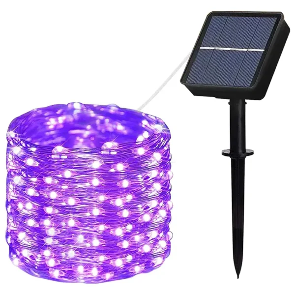 Novogodišnje solarne lampice ljubičaste 10 metara