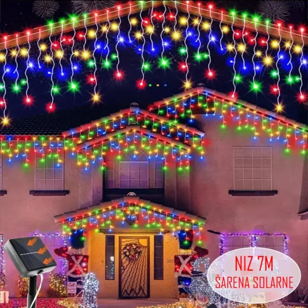 Solarne LED sijalice 7m sa nizovima šarene