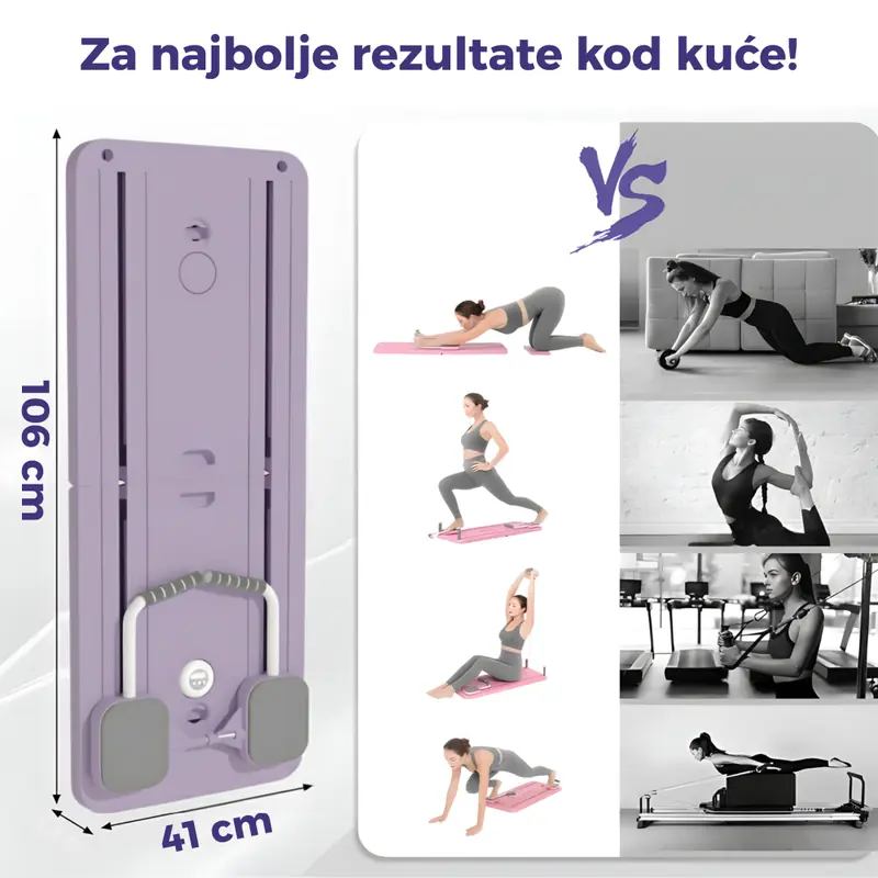 Sklopiva pilates tabla za kućni trening sa trakama za otpor