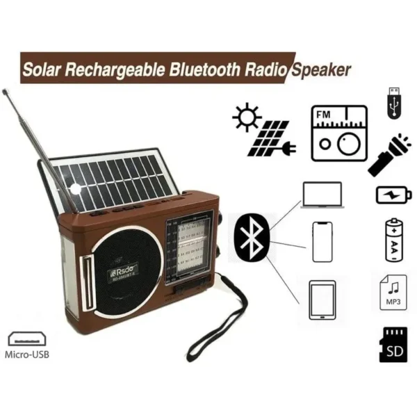 prenosni radio sa solarnim panelom i bluetoothom