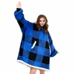 Oversized kroj duks teget karirana boja